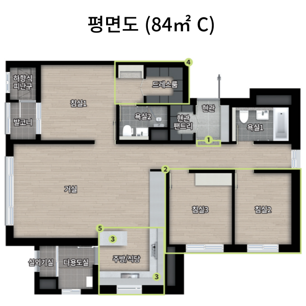 동탄 꿈의숲 자연앤데시앙 평면도 84 C타입
