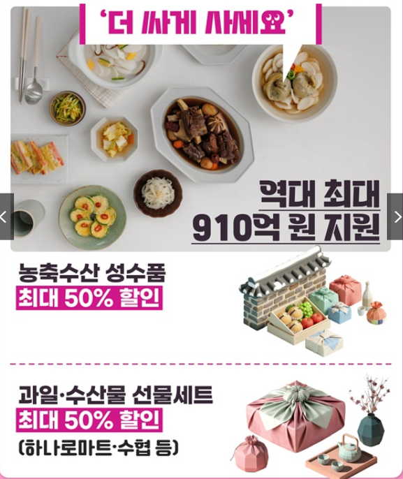 더 싸게 - 농수산품 910억원 지원