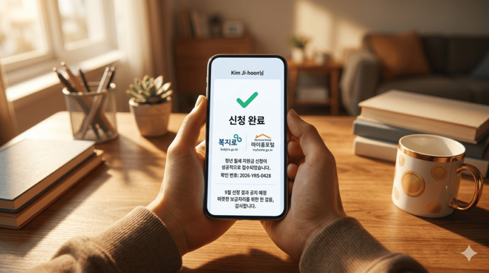 복지로 마이홈포털 청년 월세지원 온라인 신청 완료 모습