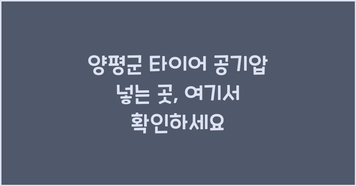양평군 타이어 공기압 넣는 곳
