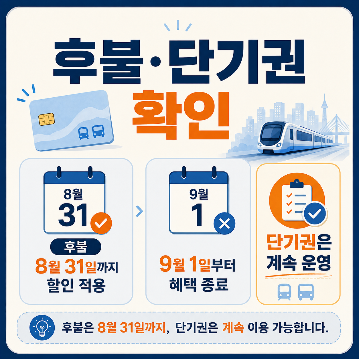 후불 기후동행카드 9월 30일 최종 이용과 단기권 지속 운영을 비교한 정사각형 이미지