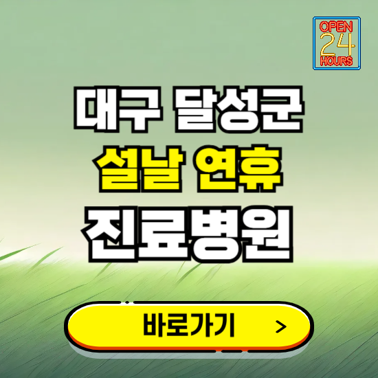 대구 달성군 설날 연휴 진료병원 찾기 ❘ 24시 응급 야간 심야 문여는 병원