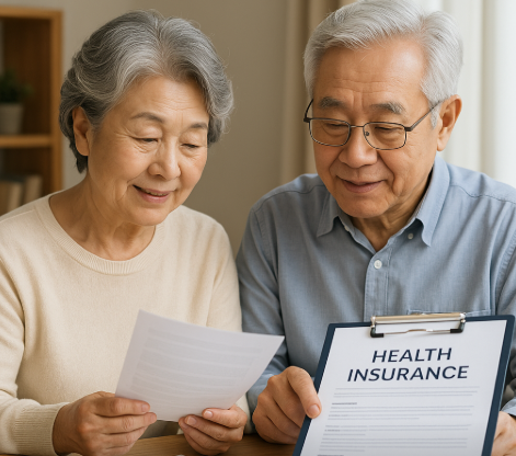 건강보험 제도 확인하는 노부부