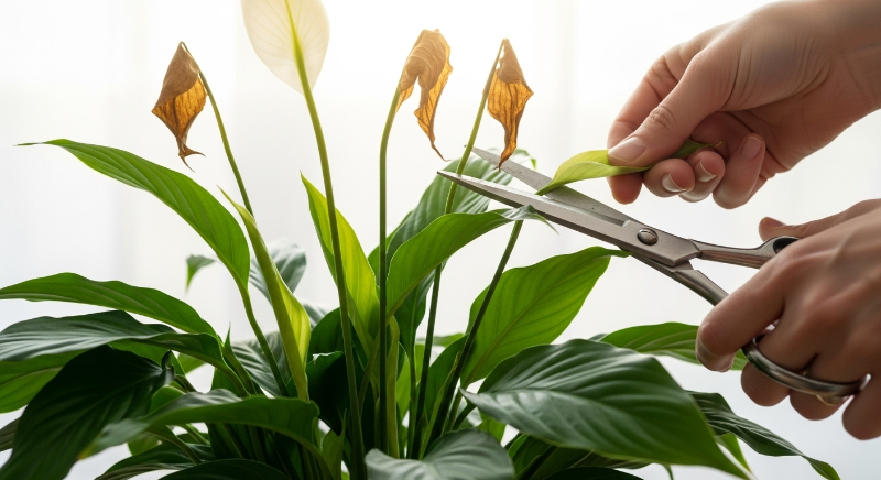 spathiphyllum-pruning-new-shoots