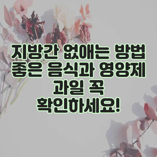 지방간 없애는 방법 좋은 음식과 영양제 과일 꼭 확인하세요!