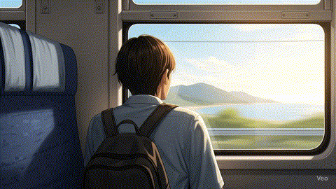 기차 창밖으로 보이는 푸른 동해 바다와 해안선 풍경