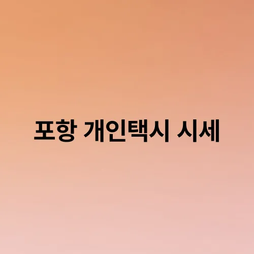 포항 개인택시 시세