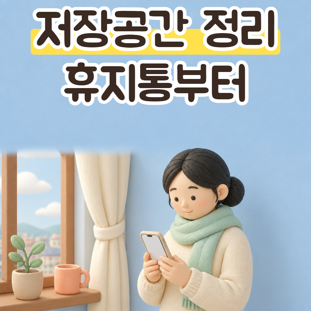 거실 창가에 서서 휴대폰 화면을 내려다보는 성글이