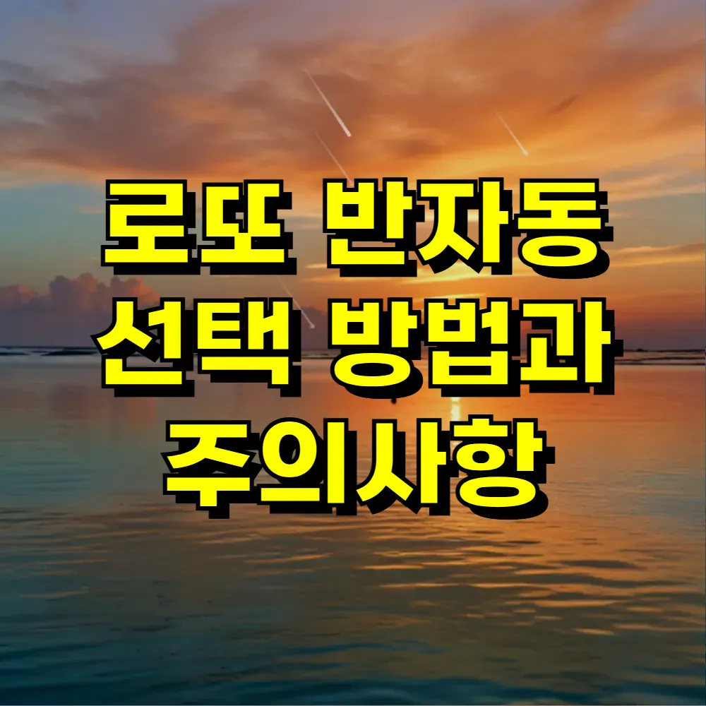 로또 반자동 선택 방법과 주의사항