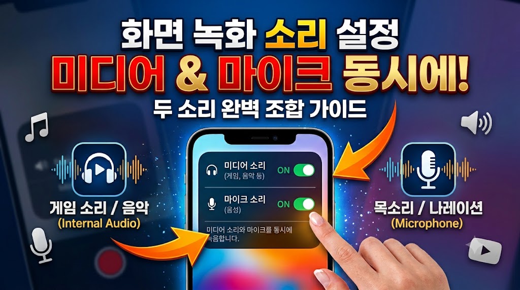 스마트폰 화면 녹화 중 소리 안 남 문제를 해결하기 위한 갤럭시 및 아이폰 오디오 설정 화면