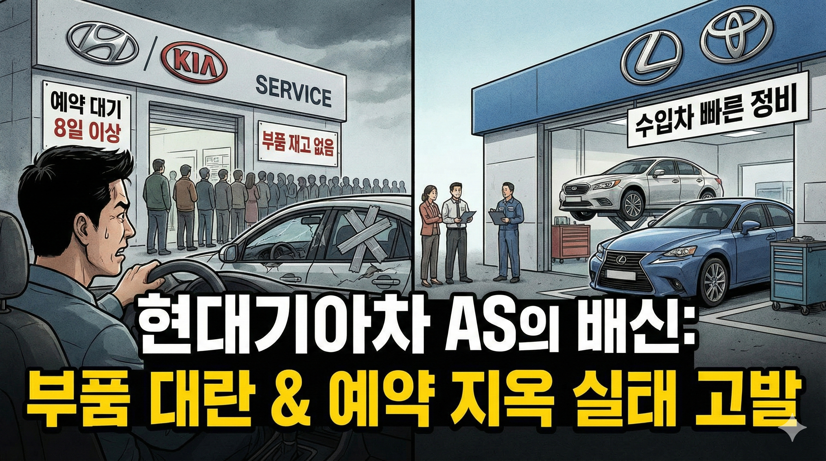 현대기아차 AS의 배신, '편리한 정비'는 옛말이 되었습니다 (부품 대란과 예약 시스템의 현실)