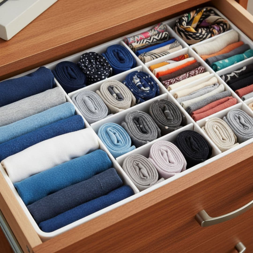 서랍 속 옷 깔끔 정리, 칸막이로 수납 효율 높이는 방법