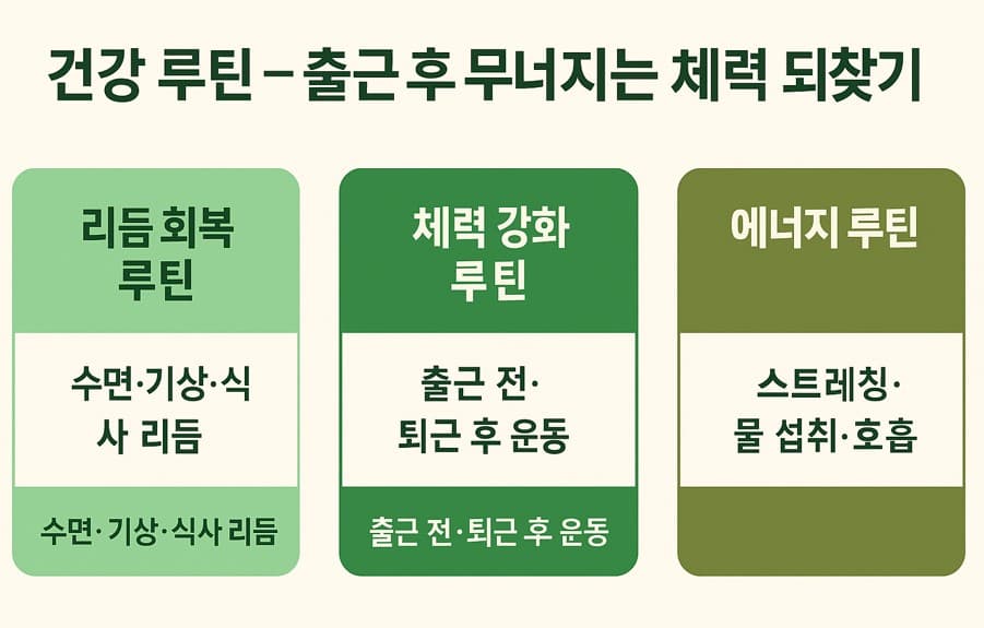 건강 루틴 – 출근 후 무너지는 체력 되찾기