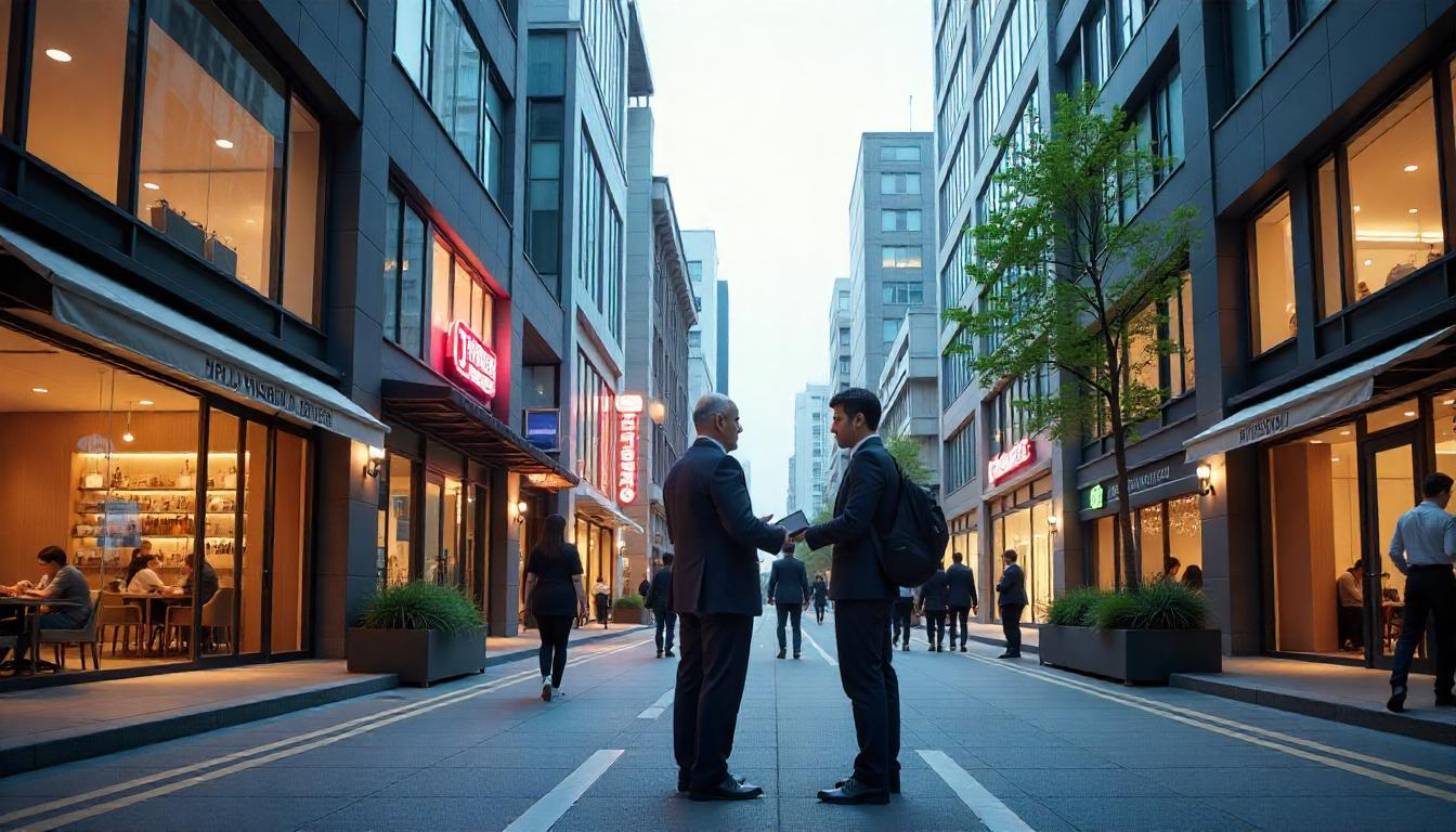 부동산 투자자가 시장 동향을 논의하는 모습