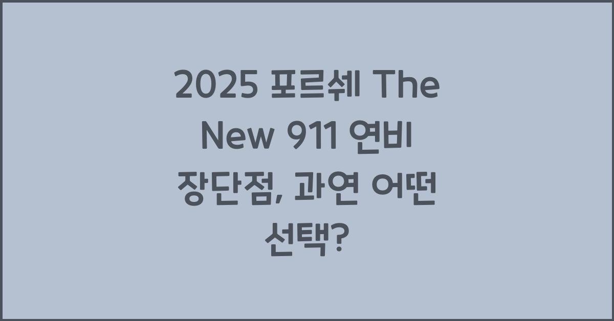 2025 포르쉐 The New 911 연비 장단점