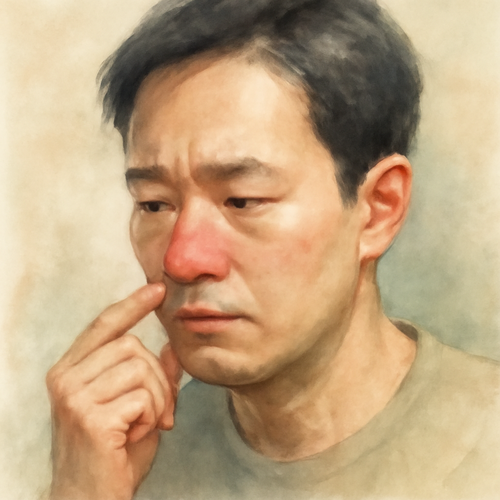 코에-붉은-자국