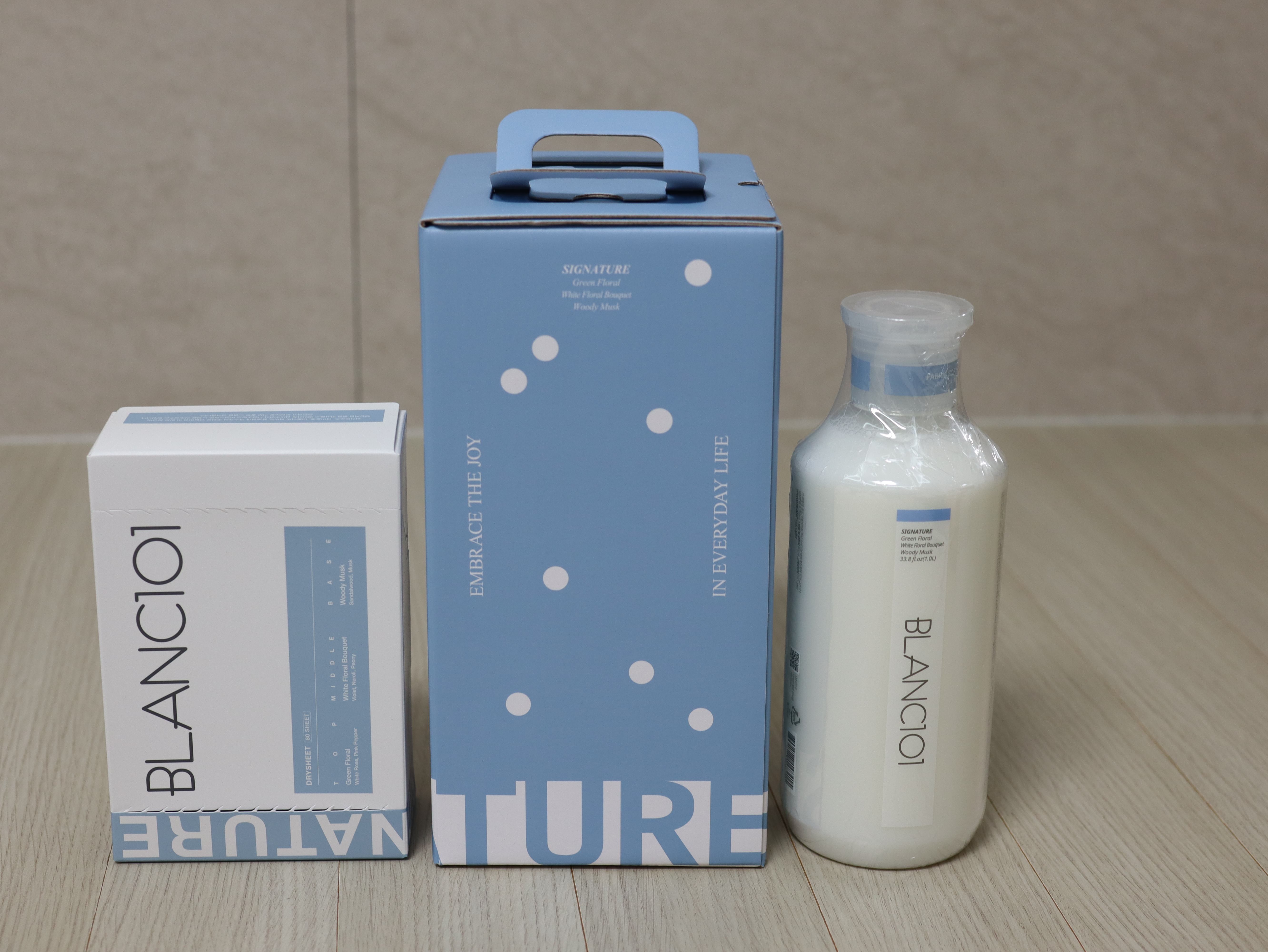 겨울의류 관리 블랑101 니트세제 섬유유연제 건조기시트 세트