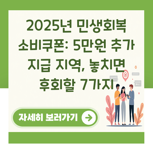 2025년 민생회복 소비쿠폰: 5만원 추가 지급 지역, 놓치면 후회할 7가지 대표 이미지