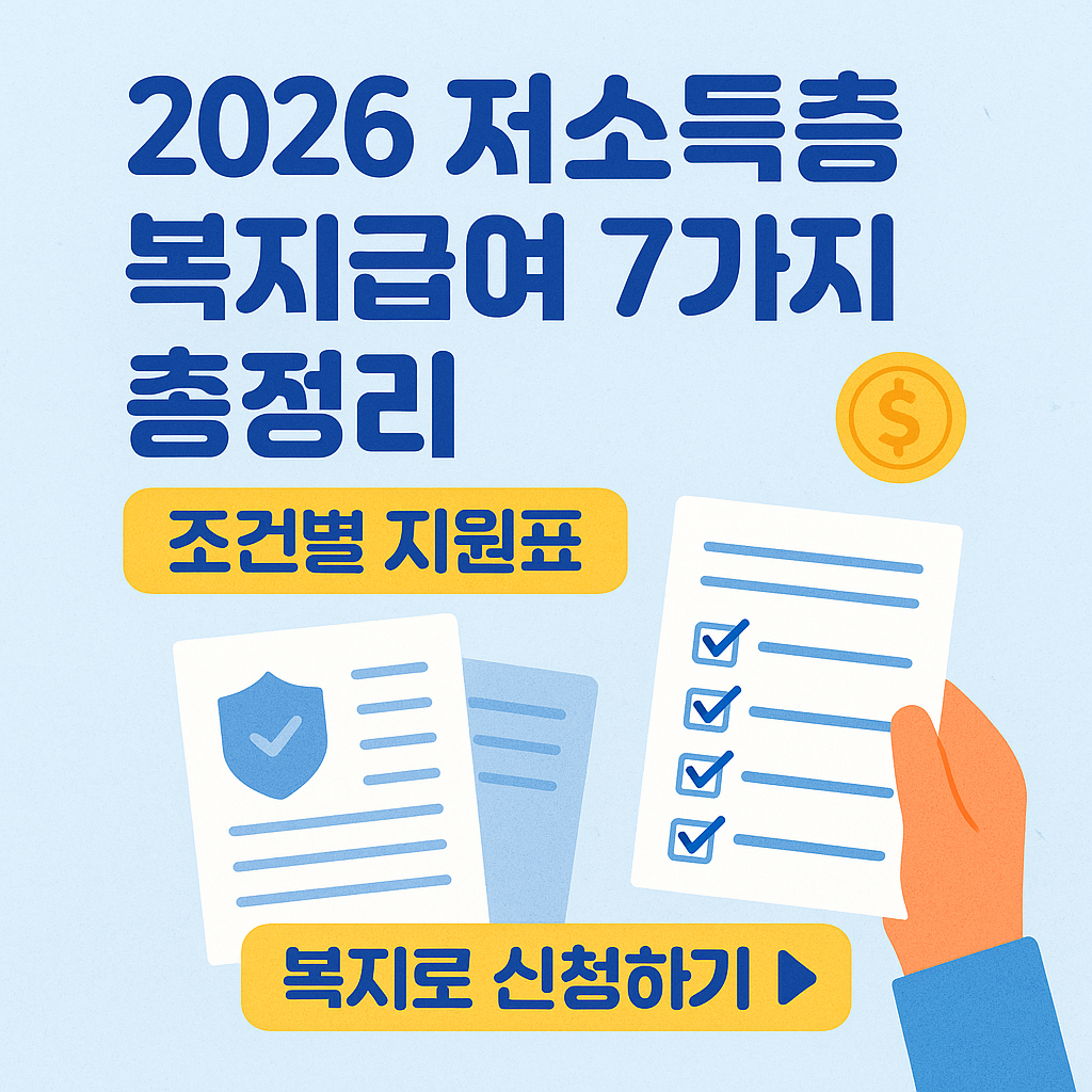 2026 복지로 지원금 총정리|생계·의료·주거·교육급여 조건 한눈에