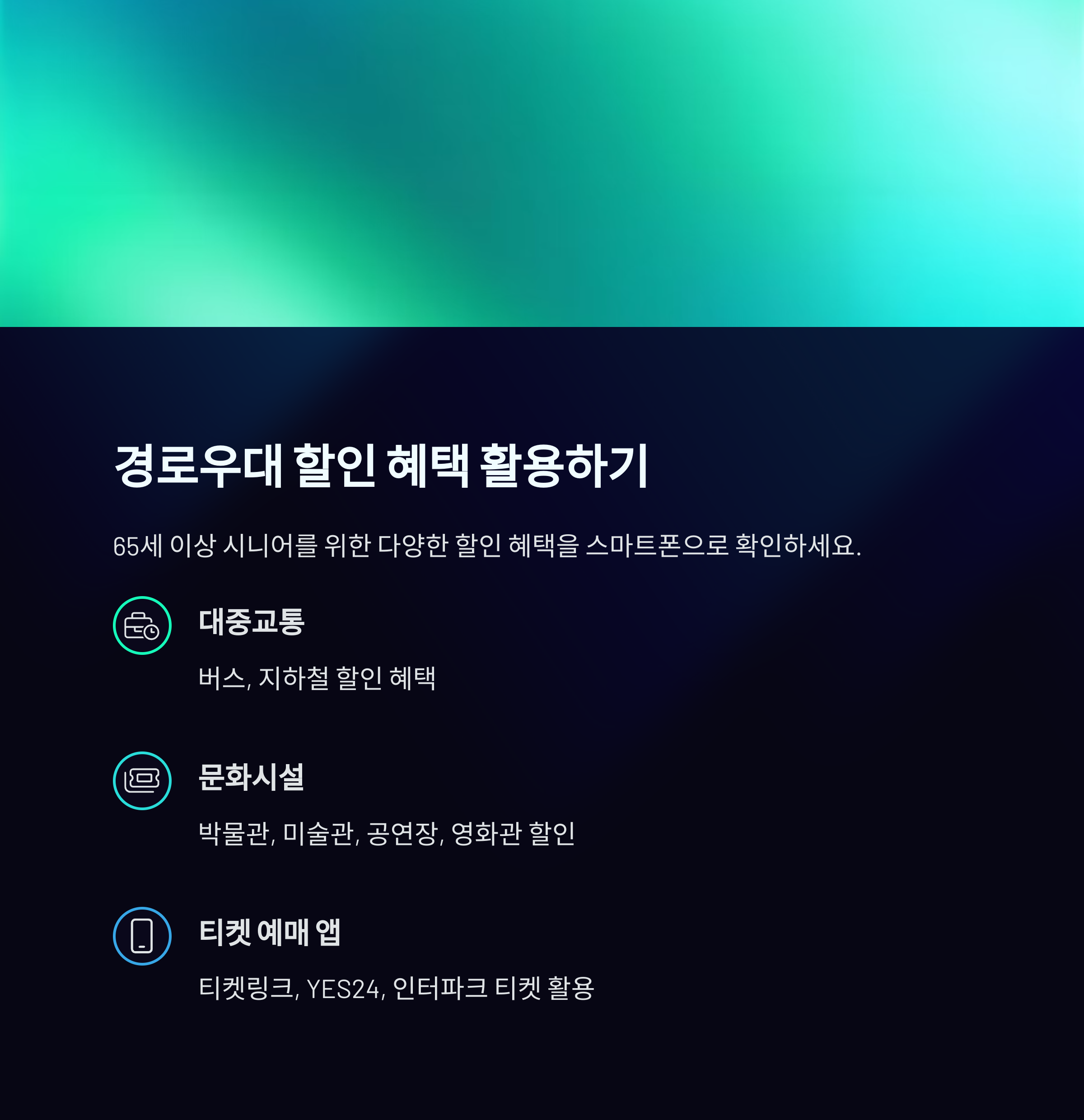 65세 이상 시니어 스마트폰으로 누리는 문화복지