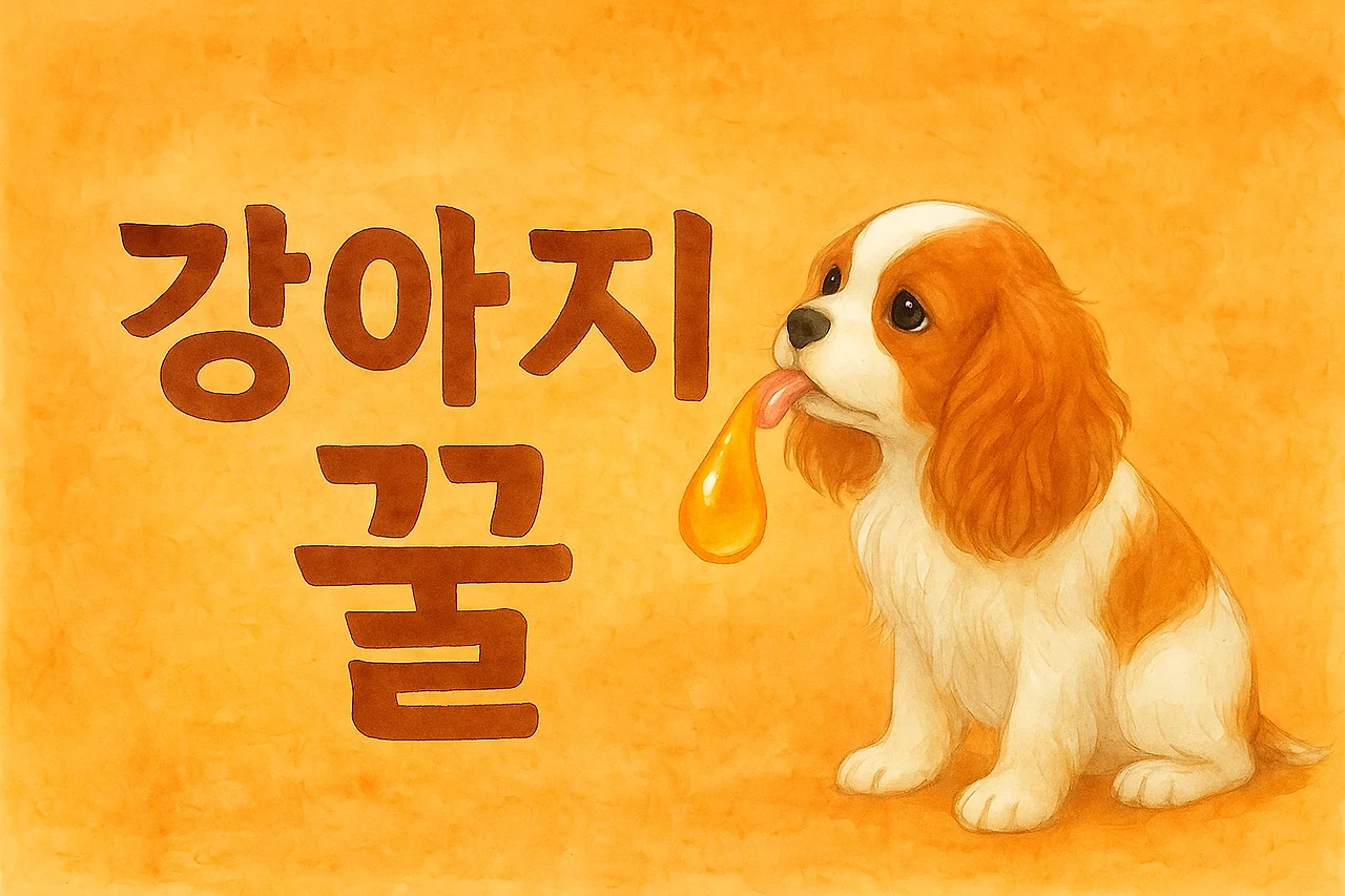 AI이미지. 강아지 꿀 글씨와 리트리버가 어우러진 간식 컨셉 가상 이미지