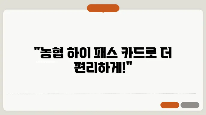 농협 하이 패스 카드 신청