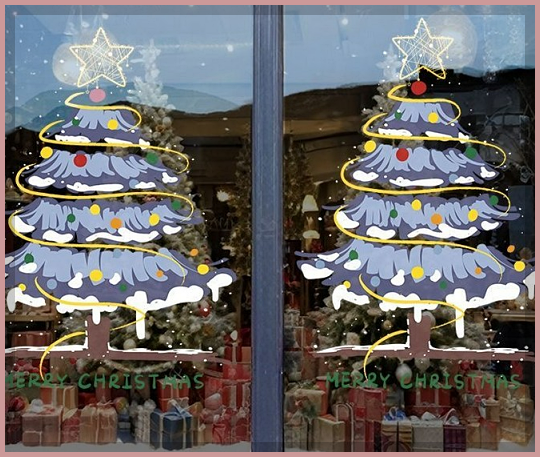 최화정 크리스마스 트리 스티커 창문 정전기 시트지