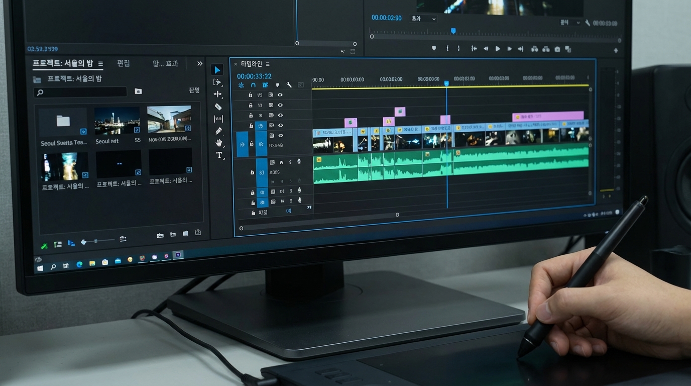 지원금을 통해 외주 제작사와 협업하여 영상을 편집하는 전문가의 손길
