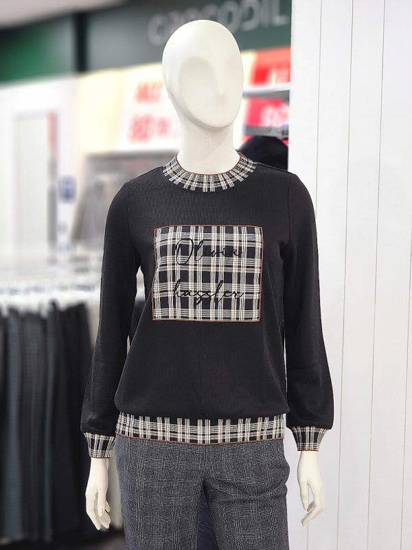 올리비아하슬러 체크 레터링 프린팅 시보리 티셔츠 OHAWTS106