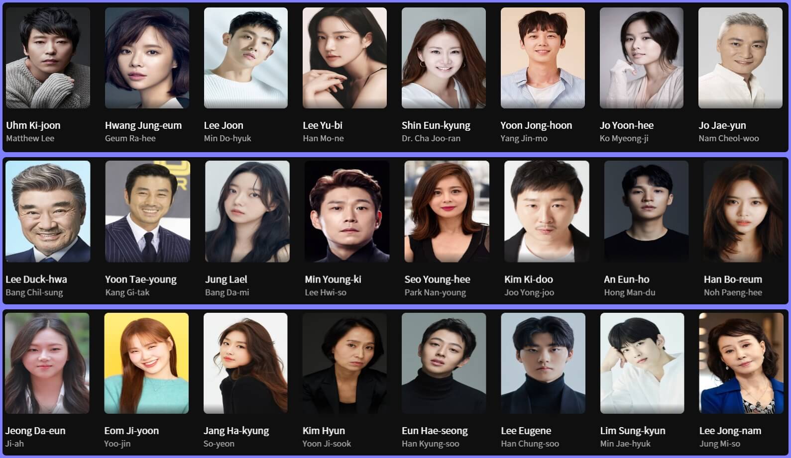 7인의 탈출 등장 인물 및 배우 출연진
