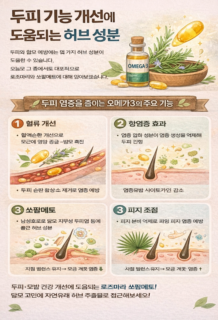 두피 기능 개선에 도움되는 허브 성분 &mdash; 로즈마리&middot;쏘팔메토