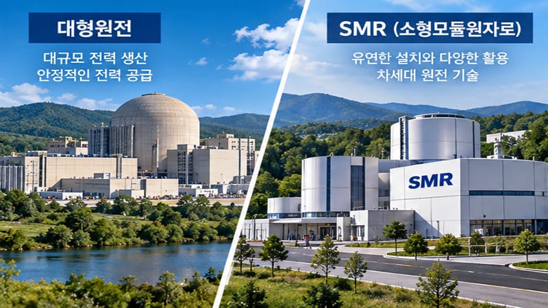 <img src=”large-nuclear-reactor-and-smr.jpg” alt=”대형원전과 소형모듈원자로 SMR 시장을 비교한 원전 산업 이미지
”>
