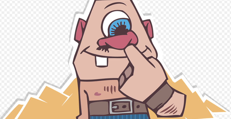 손가락으로 코를 파고 있는 모습