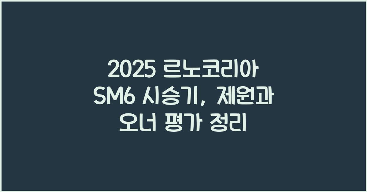 2025 르노코리아 SM6 시승기 제원 연비 장단점 유지비 오너평가