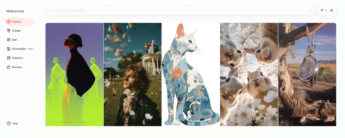 미드저니 홈페이지 메인화면 이미지