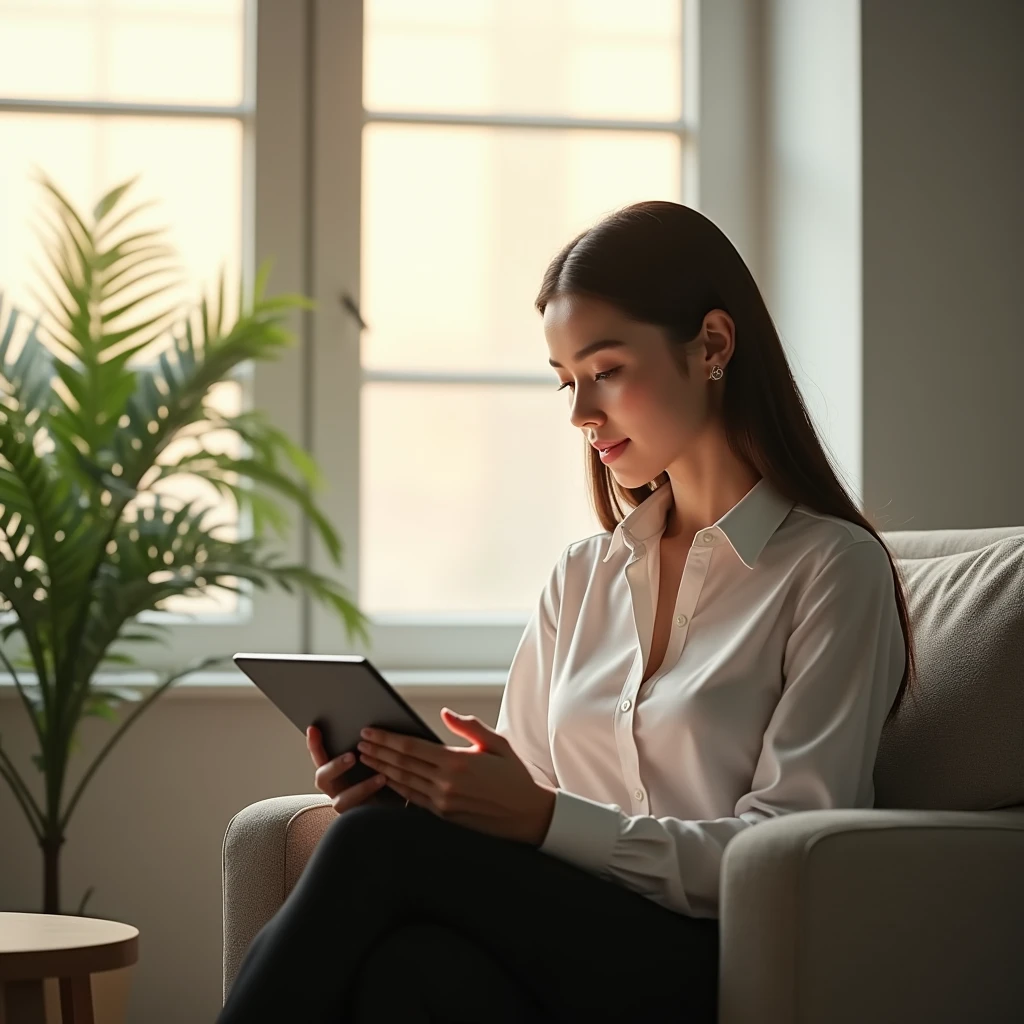 번역 부업을 실시하는 여자 이미지