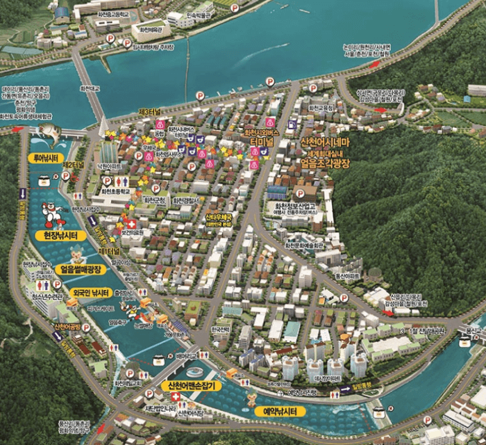 화천 산천어축제 지도