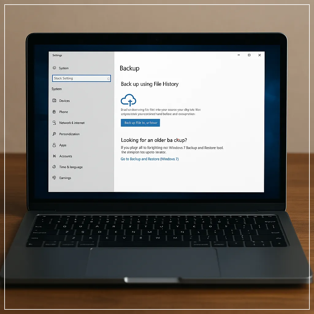 노트북 화면에 OneDrive의 백업 설정 창이 열려있는 모습
