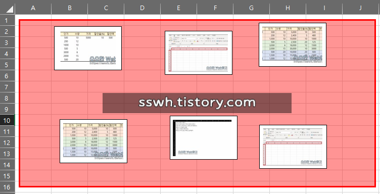 2줄로 구성된 썸네일 이미지 정렬 전