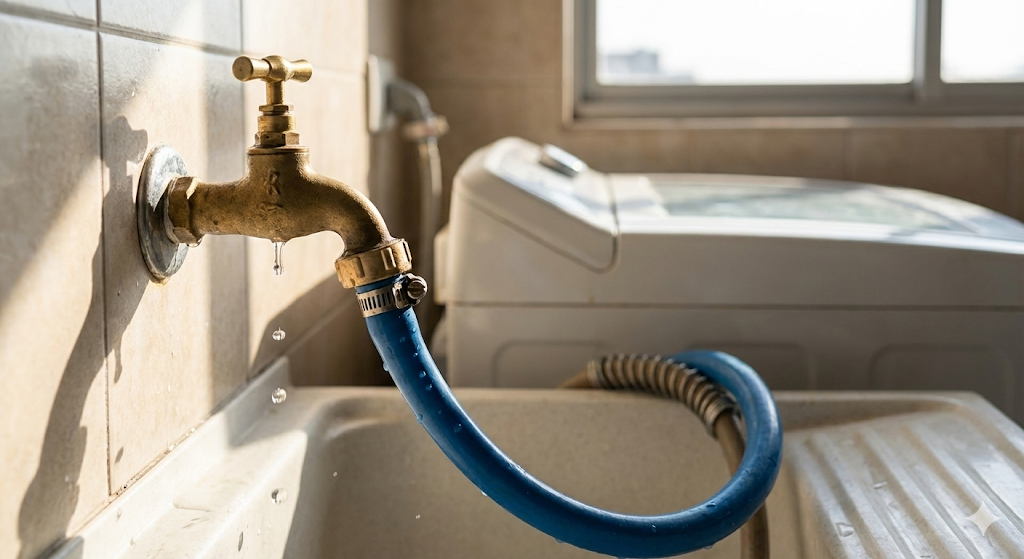 삼성 세탁기 급수 호스 수도꼭지 연결 확인