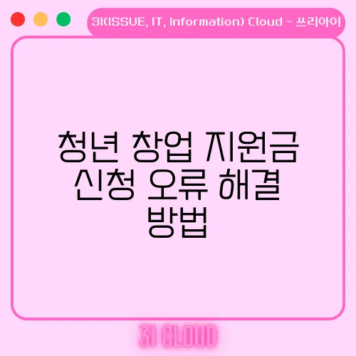 청년 창업 지원금 신청 오류 해결 방법