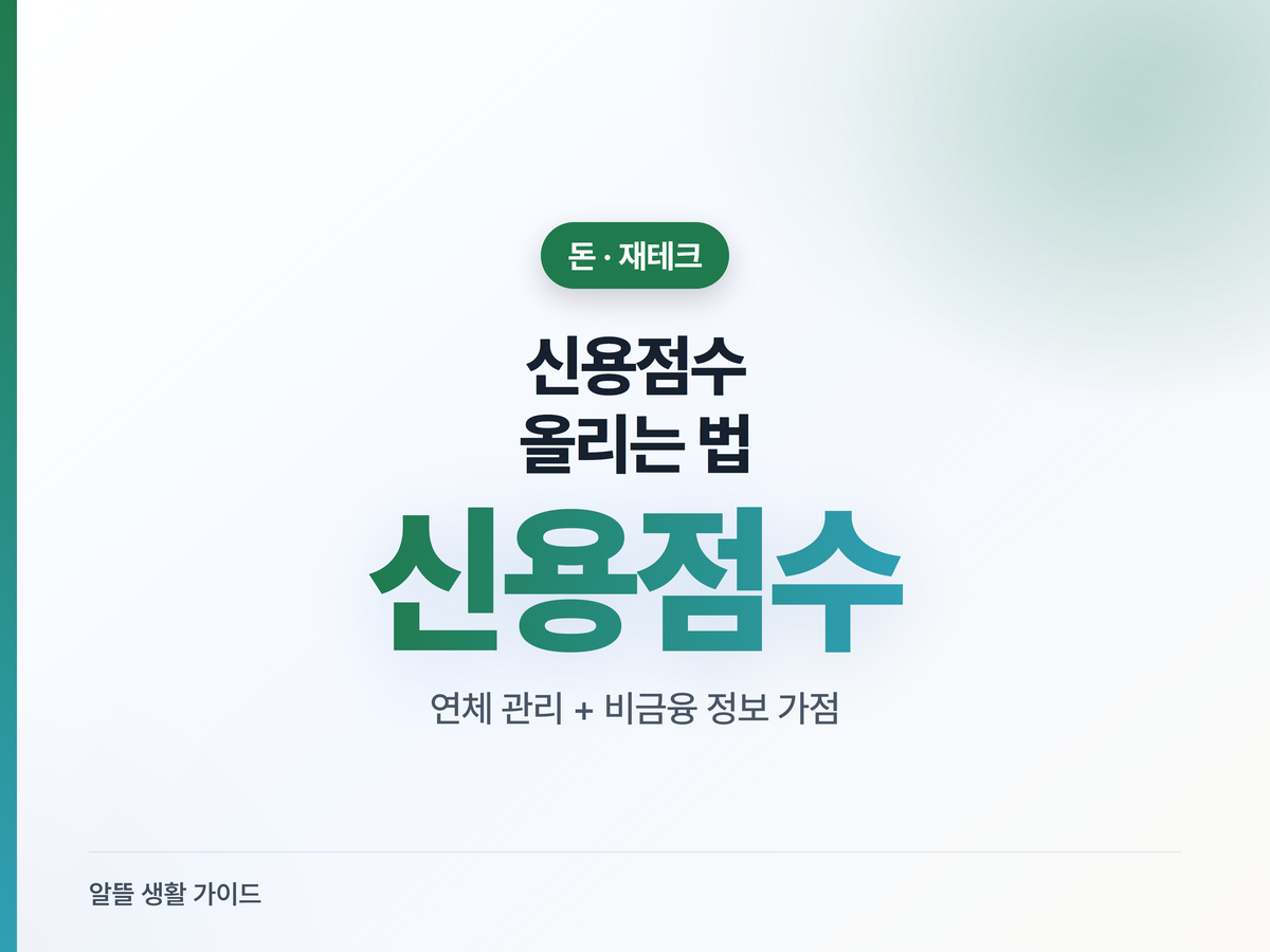신용점수 올리는 법, 연체 관리부터 비금융 가점까지