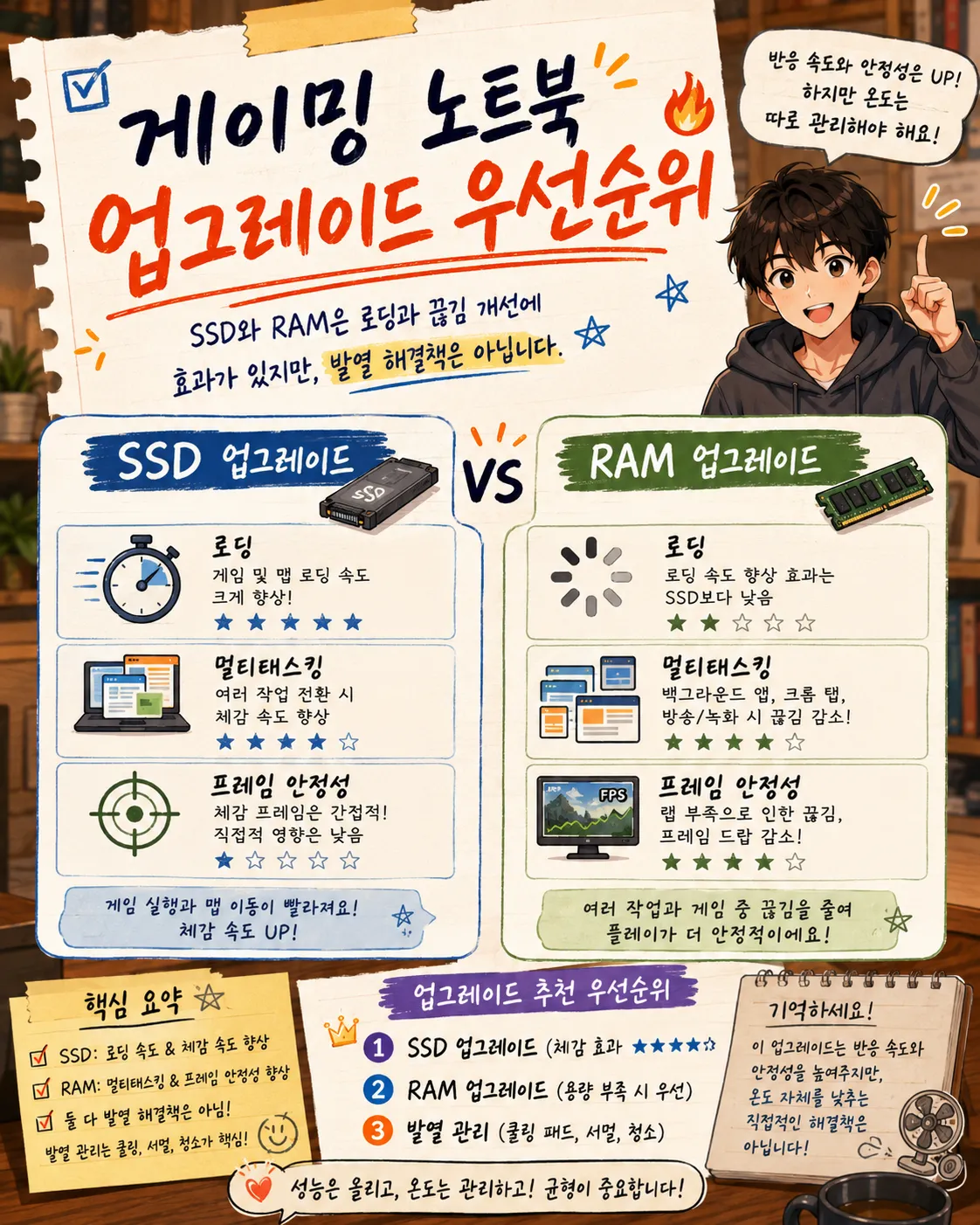 게이밍 노트북 업그레이드 우선순위