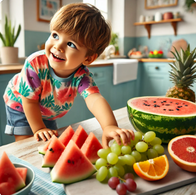 아이가 포도를 잡으며 웃고 있는 모습 관련 사진