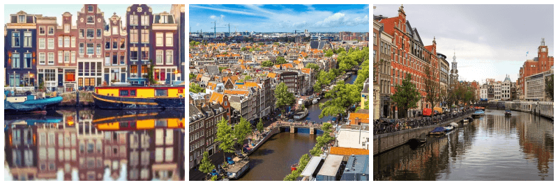 네덜란드 암스테르담 도시 전경 사진 3개