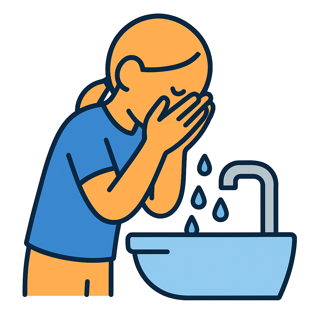 아토피 환자의 세안하는 습관을 보여주는 사진