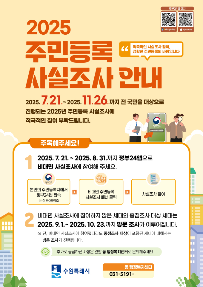 2025 주민등록 사실조사 완전정리: 전 국민 대상 조사 참여 방법과 일정 총정리