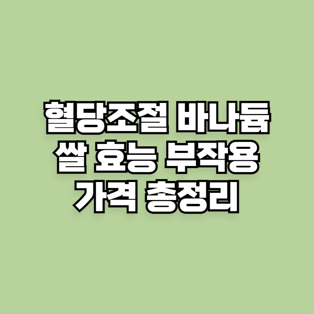 혈당조절 바나듐쌀 효능 부작용 가격 총정리