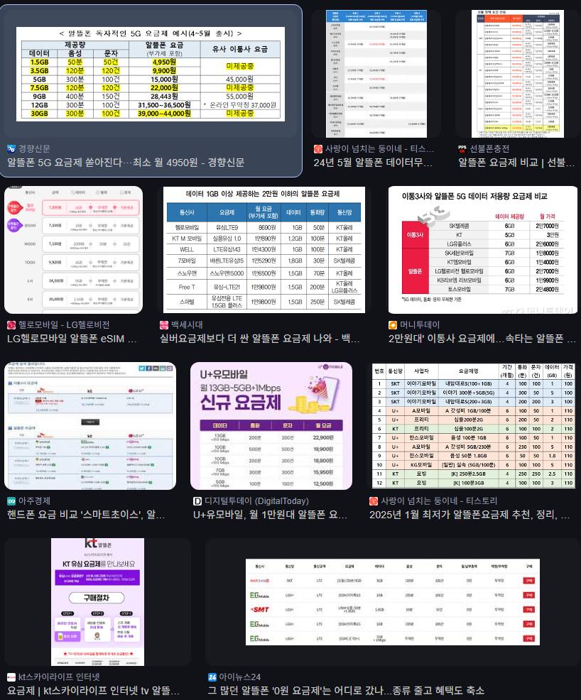 알뜰요금제 검색결과