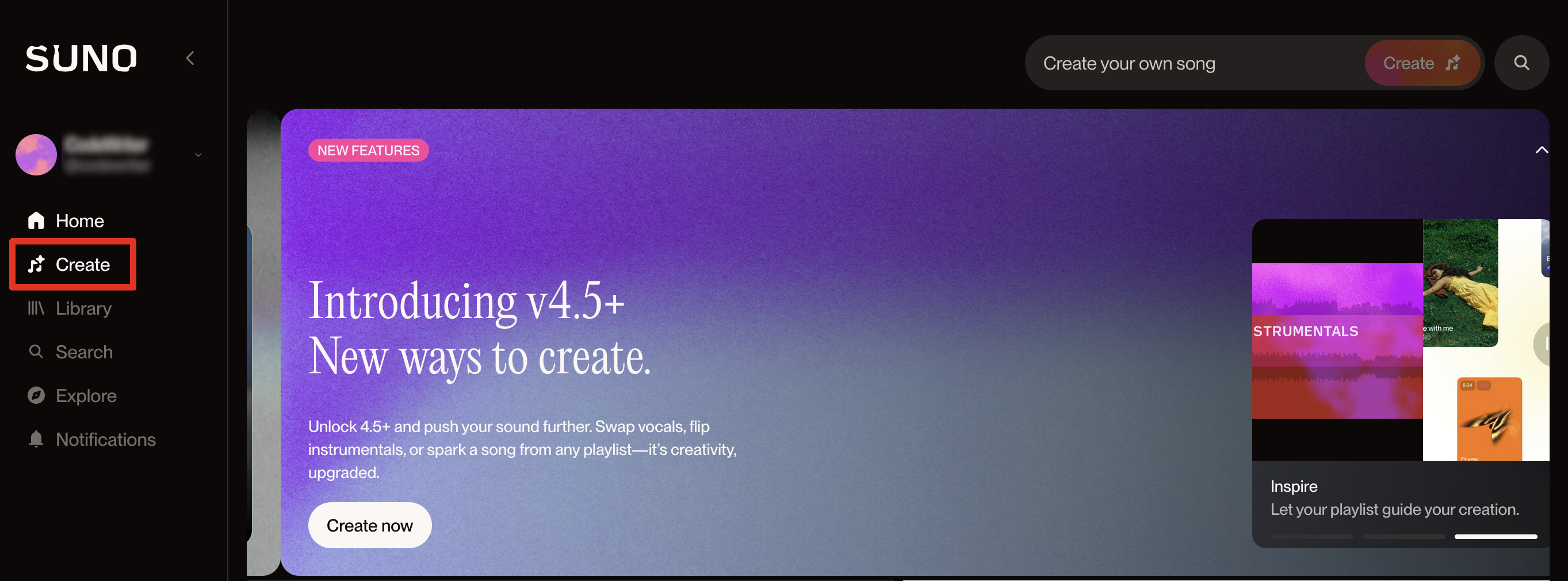 Suno AI Create